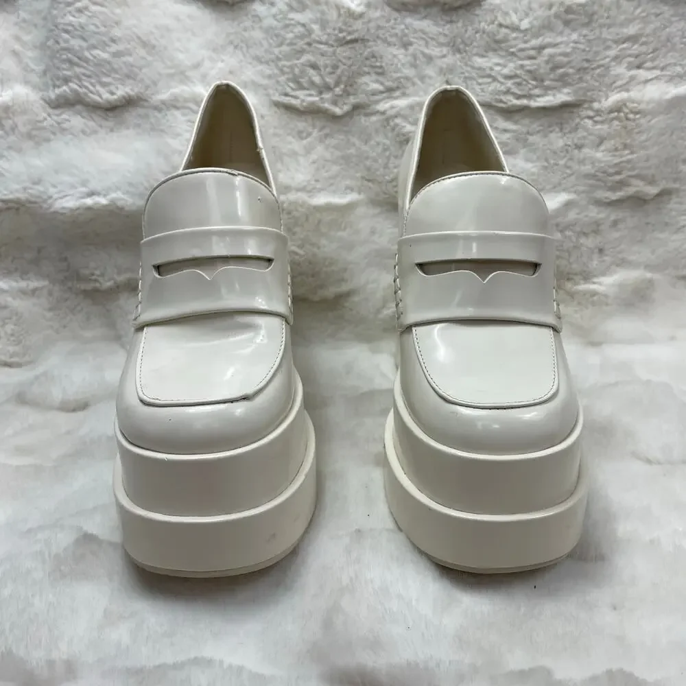 🔥Forever 21 Chunky White Platforms Emo Lolita Preppy Academia Y2K Size 5.5